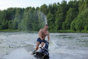 Man riding a rental jet ski